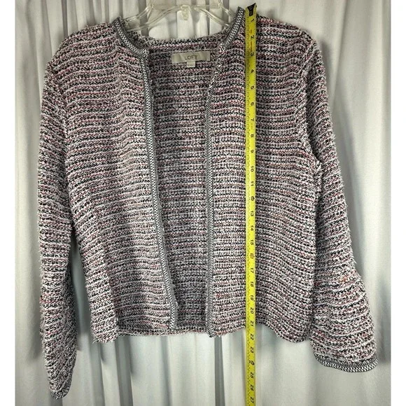 Ann Taylor LOFT Multi-Color Tweed Open Front‎ Bell Sleeve Jacket S Preppy 89-13 - Picture 7 of 12